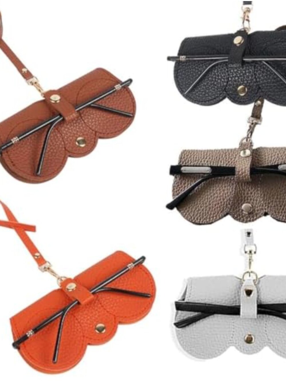 5 Pack Soft PU Leather Sunglasses Bag Slim Portable Eyeglass Case with Clip